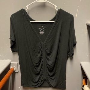 american eagle black ruched shirt
